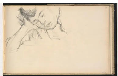 Figur, die den Kopf auf die Hand stützt