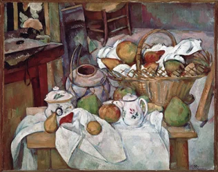 Küchentisch oder Stillleben mit Korb