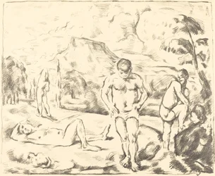 Die Badenden, große Platte, 1896-1897