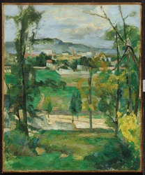 Dorf hinter Bäumen, Île-de-France, ca. 1879