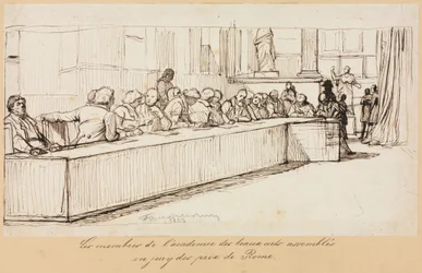 Die Mitglieder der Akademie der Schönen Künste versammeln sich zur Jury des Rom-Preises