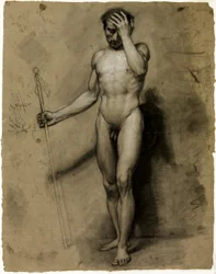 Stehender männlicher Akt (recto); Klassischer Kopf (verso)