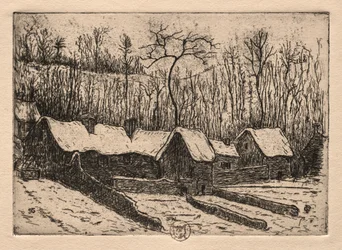 Sechs Radierungen: Die strohgedeckte Bäckerei, Auvers