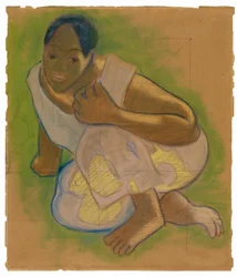 Kauernde tahitianische Frau (im Zusammenhang mit dem Gemälde Nafea faa ipoipo [Wann wirst du heiraten?])
