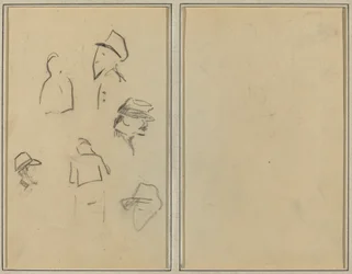 Vier Köpfe und zwei Figuren (verso)