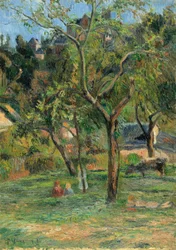 Ein Obstgarten unterhalb der Kirche von Bihorel