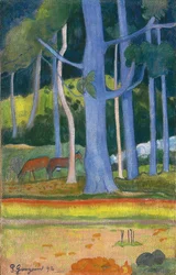 Landschaft mit blauen Bäumen