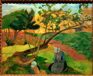 Landschaft mit zwei bretonischen Frauen