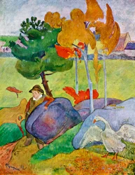 Kleiner bretonischer Junge mit einer Gans, 1889