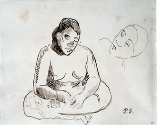 Tahitianische Frau sitzt. Tintenstudie von Paul Gauguin (1848-1903) 19. Jahrhundert Paris, Louvre Museum