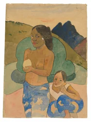 Zwei tahitianische Frauen in einer Landschaft