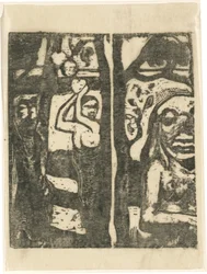 Frau pflückt Früchte und der Wilde (Femme cueillant des fruits et oviri)