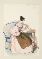 ZU HAUSE (September 1835) Kleid aus schottischem Batist, ...