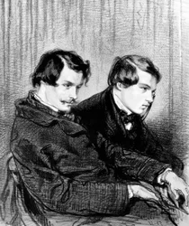 Gebrüder Goncourt - Edmond de Goncourt (1822-1886) und Jules de Goncourt (1830-1870) in einer Theaterloge