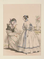 November 1838. Kleid aus Ziegenhaar mit perlenbesetzten Streifen