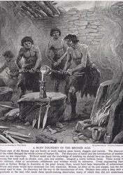 Eine geschäftige Gießerei in der Bronzezeit, Illustration aus 