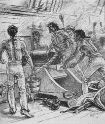 Die königlichen Souveräne hielten an ihren Kanonen fest und kämpften wie Teufel, 1902