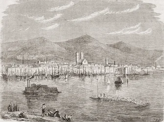 Montreal in den 1860er Jahren, graviert von Auguste Trichon (geb. 1814)