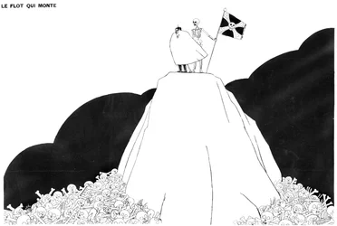 Der Tod zeigt Kaiser Wilhelm den immer größer werdenden Berg menschlicher Schädel und Knochen, 13. April 1916