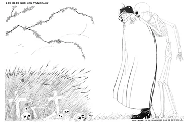 Der Tod sagt Kaiser Wilhelm, dass er niemals Brot essen wird, das aus Weizen gewachsen auf den Leichen und Gräbern französischer Soldaten gemacht wurde, 13. April 1916