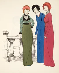 Drei Empire-Abendmäntel aus Les Robes de Paul Poiret, veröffentlicht 1908