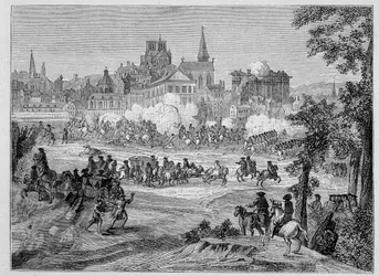 Kampf im Vorort Saint-Antoine in Paris während der Fronde (1652), „17. Jahrhundert - Institutionen: Gebräuche und Kostüme, Frankreich 1590-1700“ von Paul Lacroix