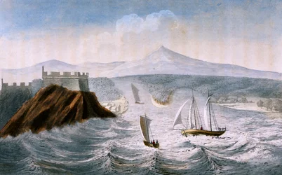 Ankunft in Chagres, Gravur von Paul Legrand
