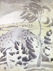 Hügel und Baum