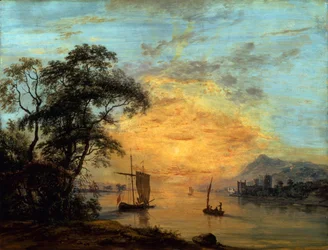 Walisische Sonnenuntergangs-Flusslandschaft