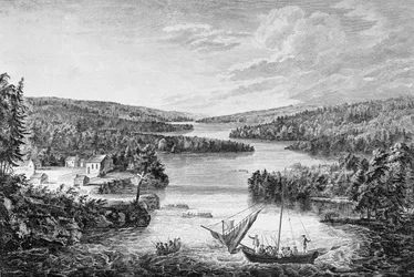 Ein Blick auf Miramichi, eine französische Siedlung im Golf von St. Laurence, 1760