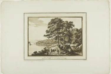 Blick auf den Neath River vom Haus in Briton Ferry in Glamorgan Shire, aus Zwölf Ansichten in Aquatinta nach Zeichnungen vor Ort in Südwales