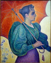 Die Frau hat den Regenschirm. Gemälde von Paul Signac (1863-1935)