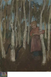 Mädchen im Birkenwald