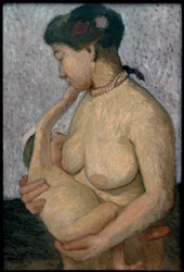 Mutter mit Kind an der Brust, Halbakt