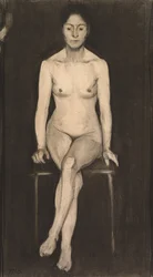 Sitzender weiblicher Akt Selbstporträt, ca. 1899