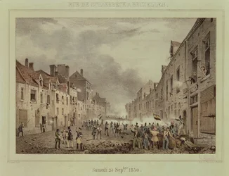Kämpfe in der Rue Schaerbeck, Brüssel, Sonntag, 25. September 1830