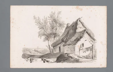 Landschaft mit Landweg und Haus
