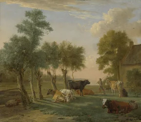 Kühe auf einer Wiese in der Nähe eines Bauernhofs, 1653
