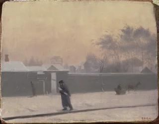 Winterliche Straße auf der Wassiljewski-Insel, St. Petersburg, ca. 1851
