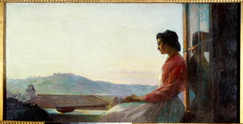 Jovanina sitzt auf dem Fenstersims