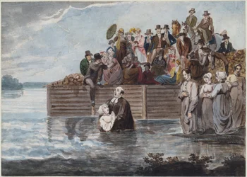 Eine Philadelphia Anabaptisten-Taufe während eines Sturms