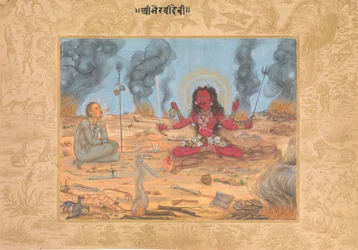 Die Göttin Bhairavi Devi mit Shiva, ca. 1630-35