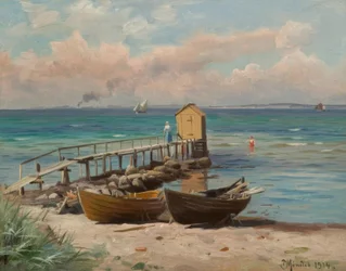 Peder Mønsted, Badehäuschen am Strand