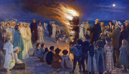 Mittsommernachtsfeuer am Strand von Skagen