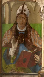 Ambrosius von Mailand (um 340-397), heiliger Ambrosius, Erzbischof von Mailand, 1450-1503, 117 x 65, um 1473-1475, Galleria nazionale delle Marche, Urbino