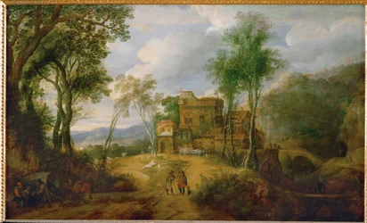 Gebirgslandschaft mit Burg