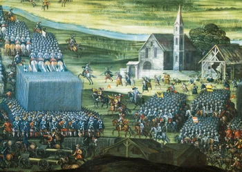 Die Schlacht am Weißen Berg bei Prag am 7.-8. November 1620, Gemälde von Pieter Snayers, Detail, Dreißigjähriger Krieg, Tschechische Republik