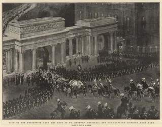 Ansicht der Prozession vom Dach des St. George