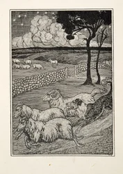Ein hundeartiger Schafsdieb, aus Hundert Anekdoten über Tiere, veröffentlicht 1924