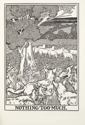 Nichts zu viel, aus Fontaine Fabeln, veröffentlicht 1905 (Gravur)